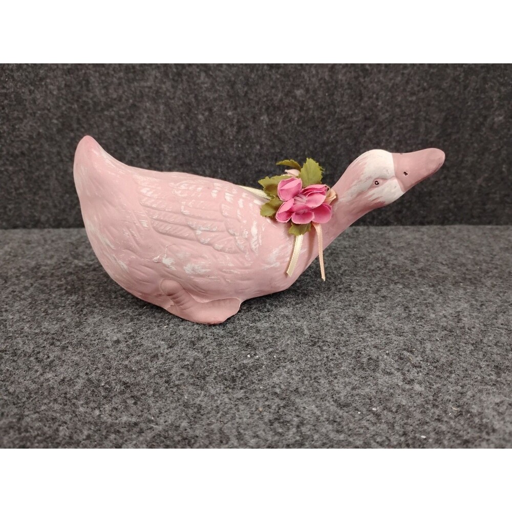 Vintage Duck Figurine Pink Cottagecore Loomco Approx 6 inches Taiwan